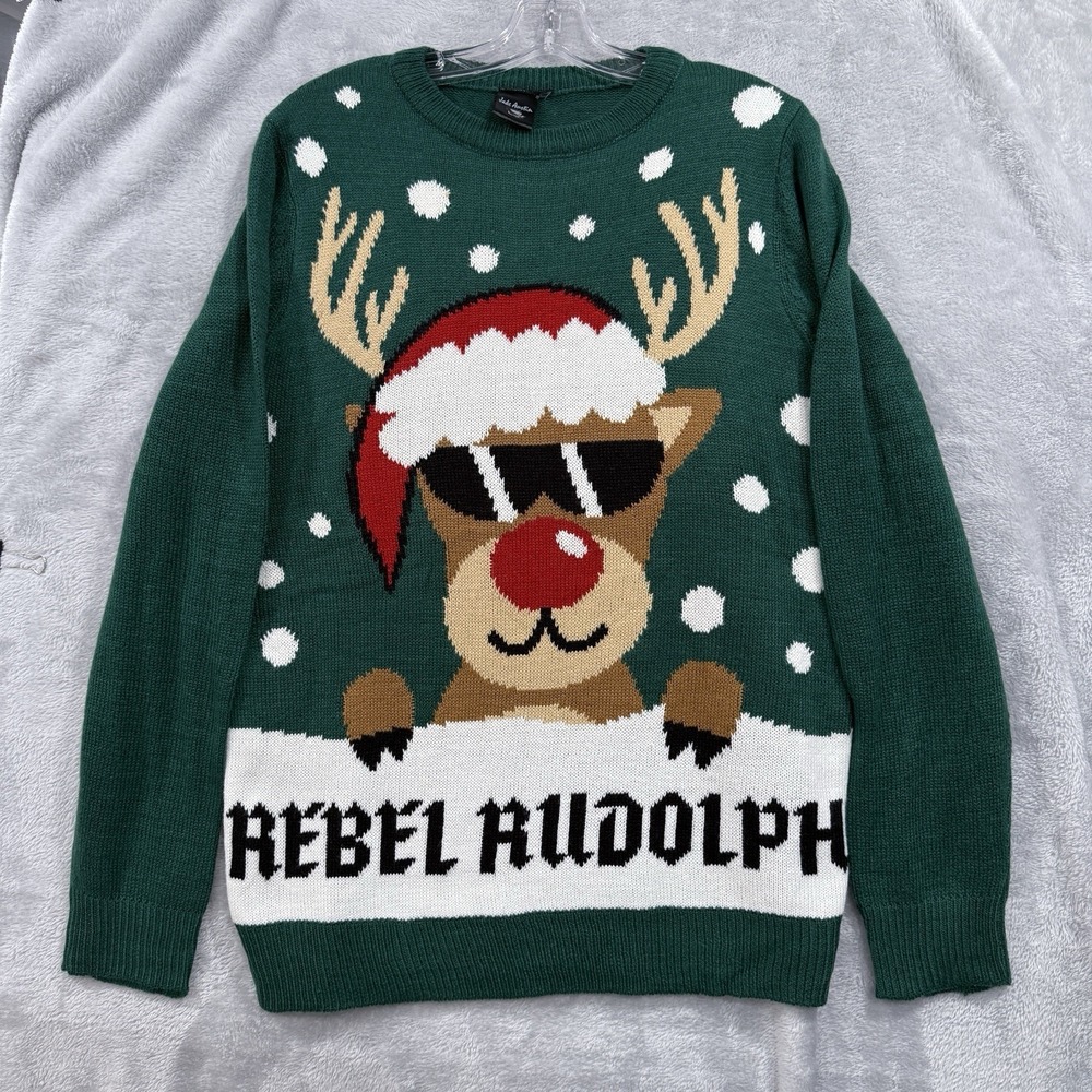 Ugly Christmas Sweater Men's L Jake Austin‎ Rebel Rudolph Holiday Party
